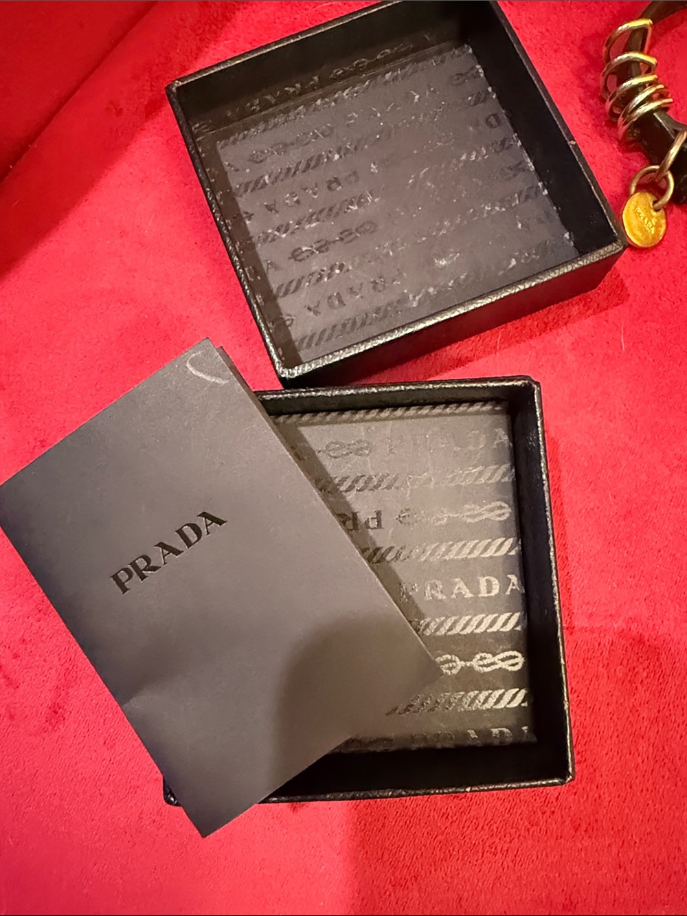 Prada Black Saffiano Leather Bracelet with Gold Disc Charm - Picture 10 of 10